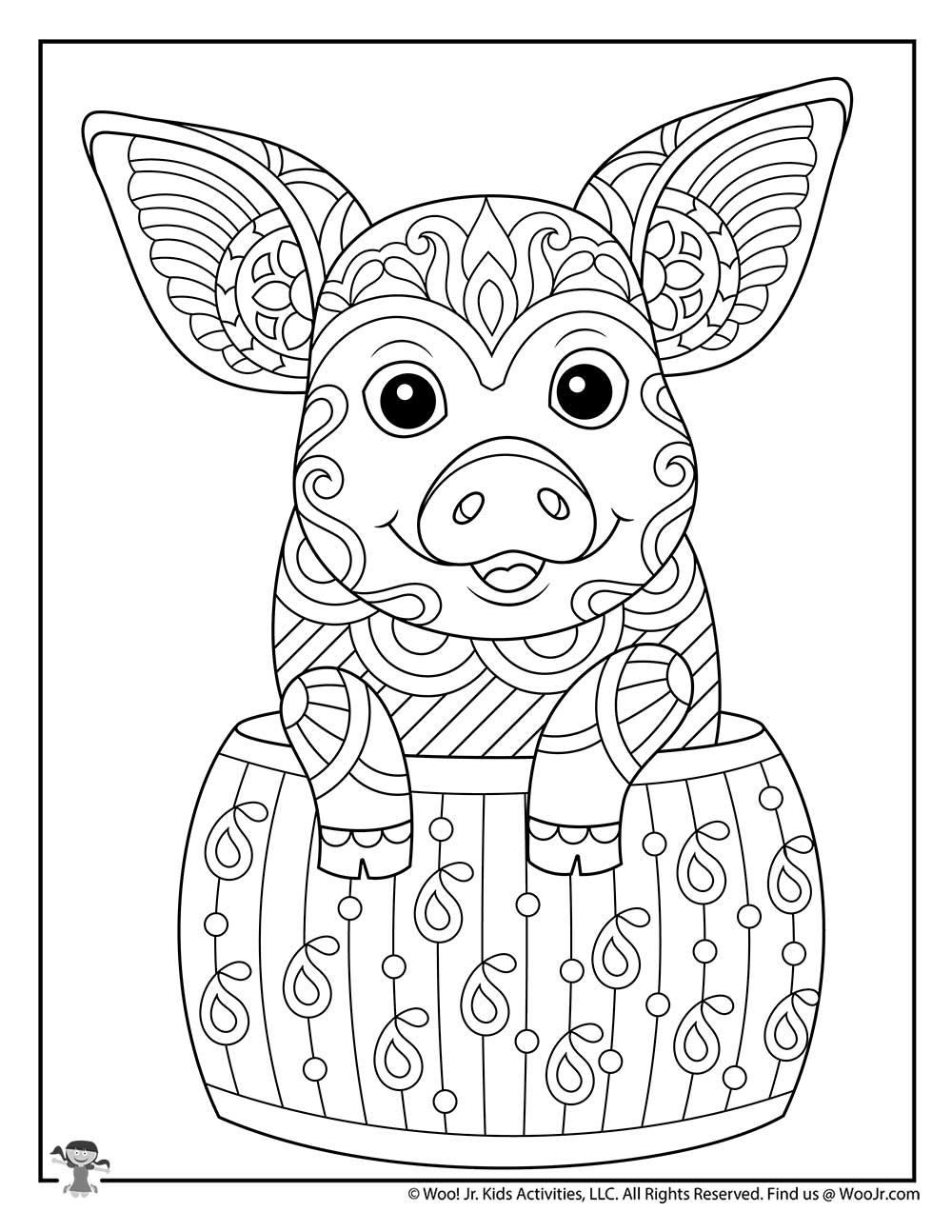Cut Pig Difficult Coloring Page for Adults | Woo! Jr. Kids Activities :  Children's Publishing