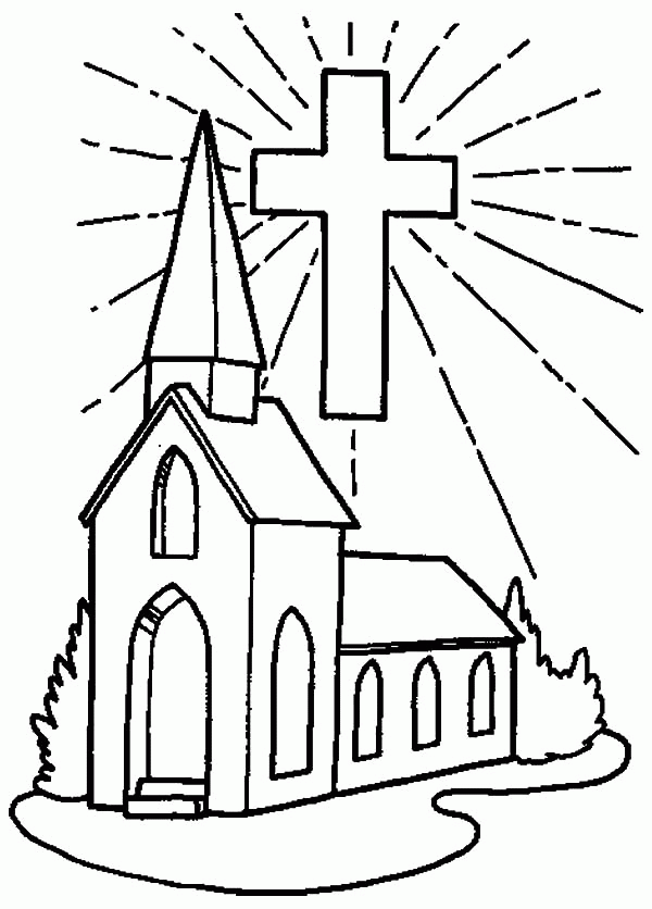 Church and Shining Cross Coloring Pages | Best Place to Color