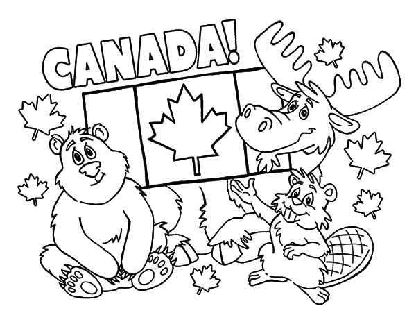 Animals On Canada Day Coloring Pages - Download & Print Online ...