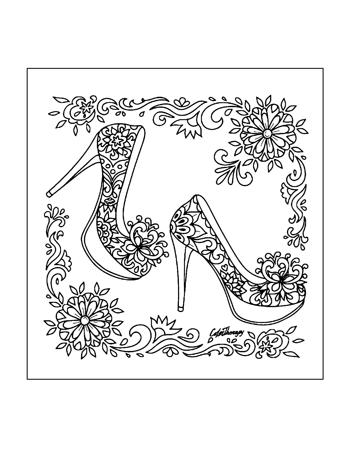 Pretty High Heel Shoes Coloring Page – coloring.rocks!