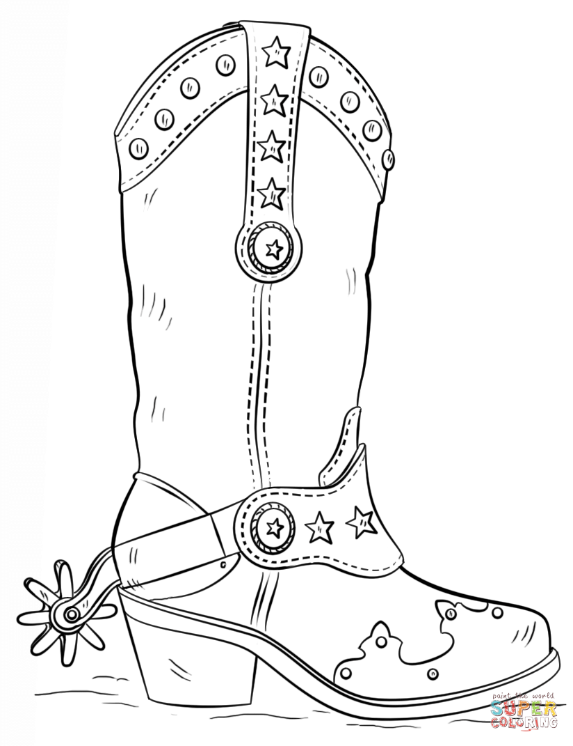 Cowboy Boot Coloring Page Coloring Home