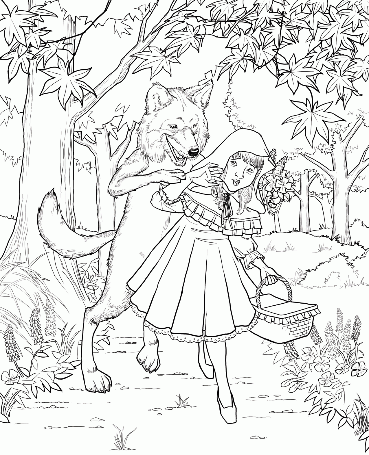 Free Little Red Riding Hood Colouring Pictures High Quality Coloring Home