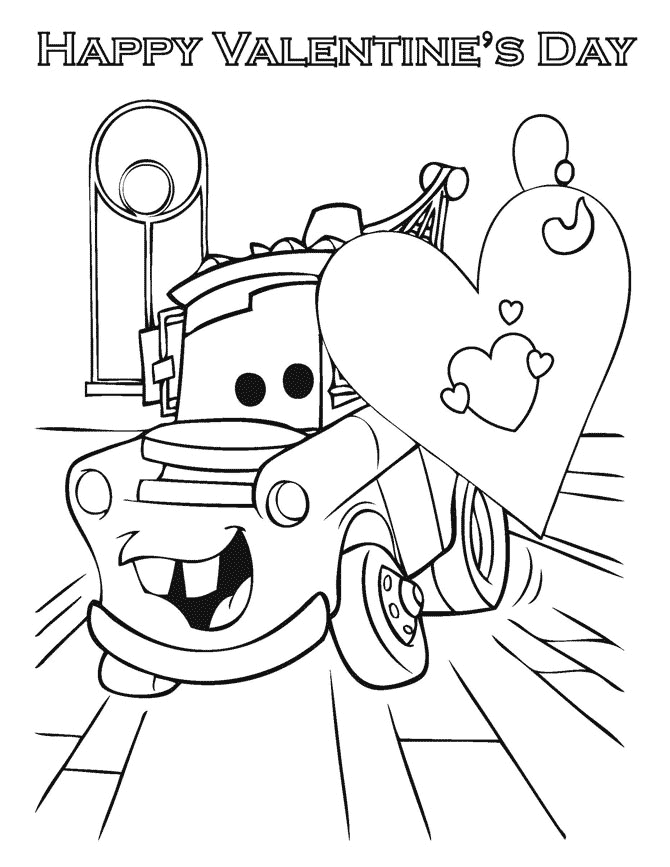 Cars Happy Valentines Day Coloring Page | H & M Coloring Pages