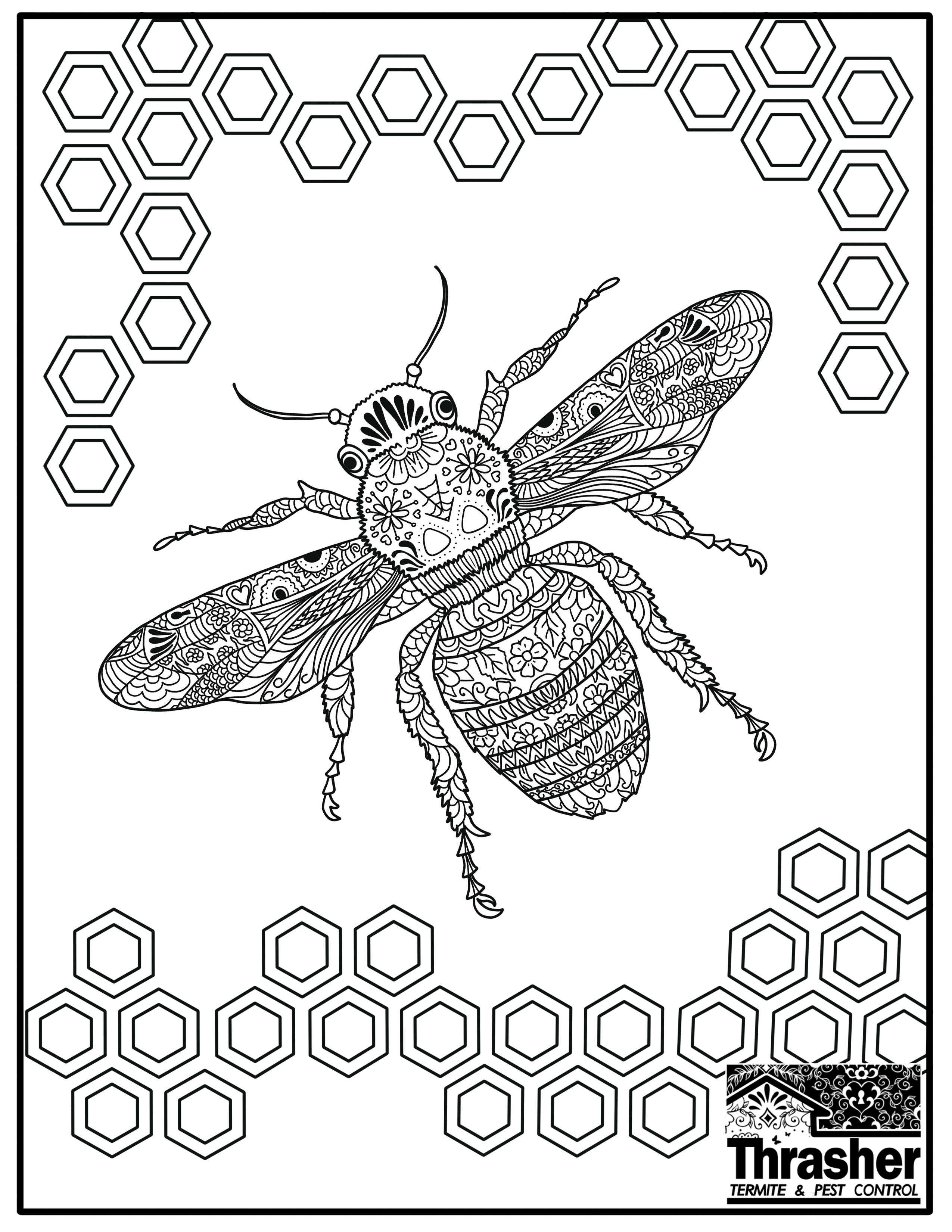 Bee Coloring Page | Thrasher Termite & Pest Control