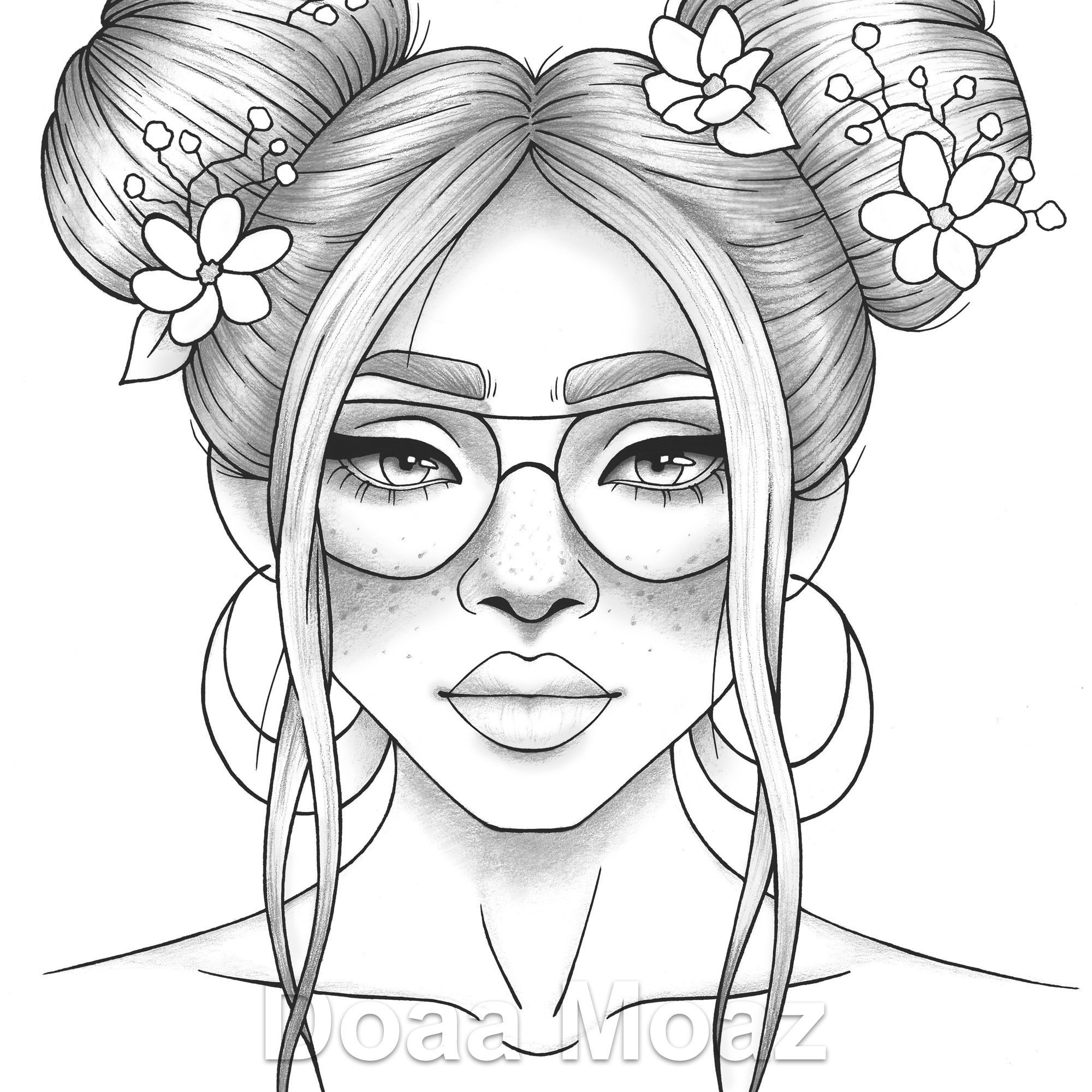 Printable Coloring Page Girl Portrait and Clothes Colouring - Etsy