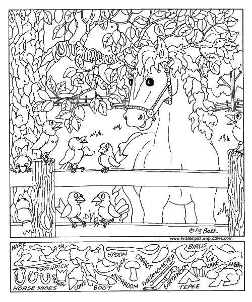 Online coloring pages items, Coloring Find the hidden objects Find items.