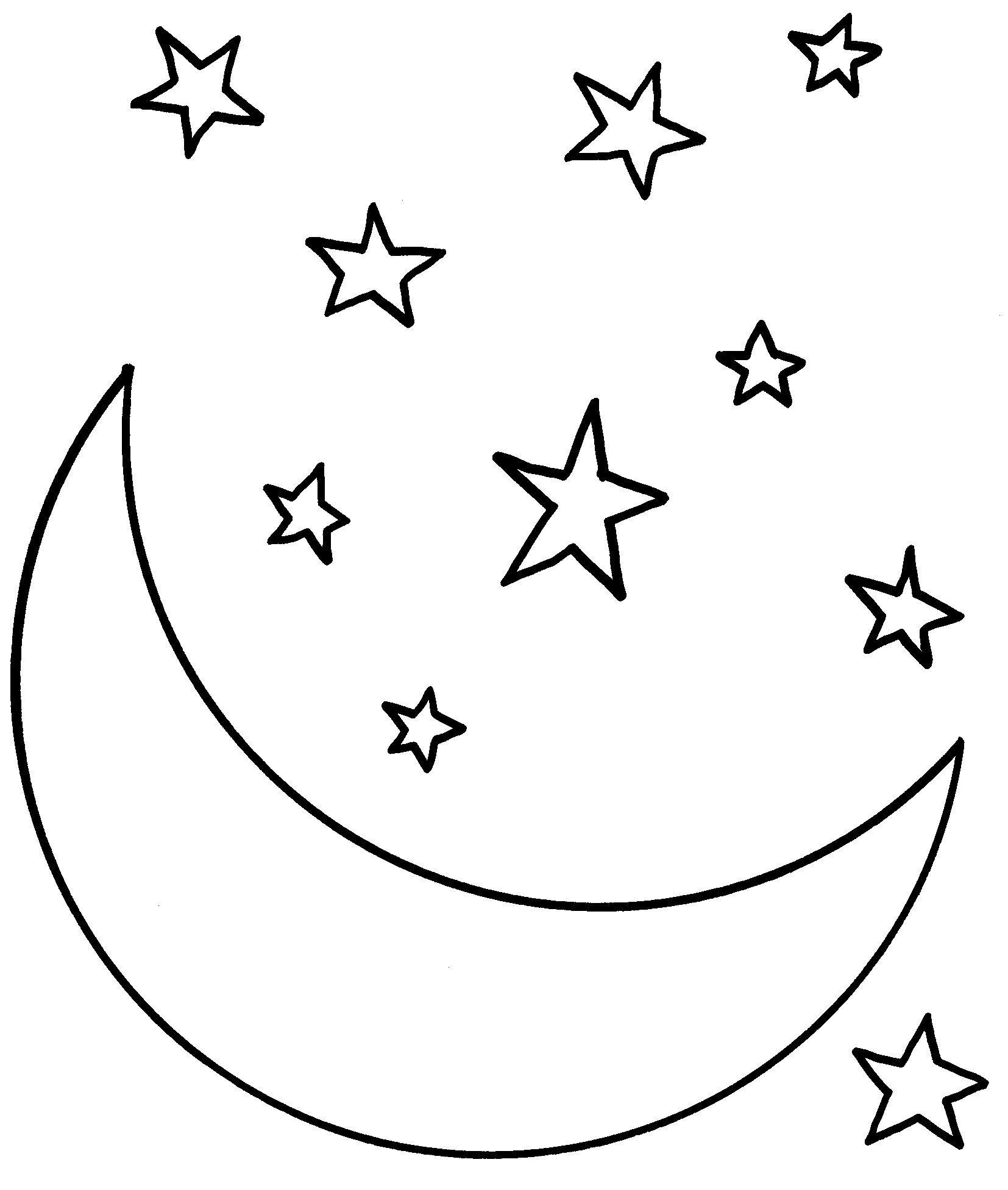 Star And Moon - Coloring Pages for Kids and for Adults