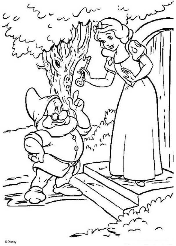 Snow White and the seven dwarfs coloring pages - Prince kissing ...