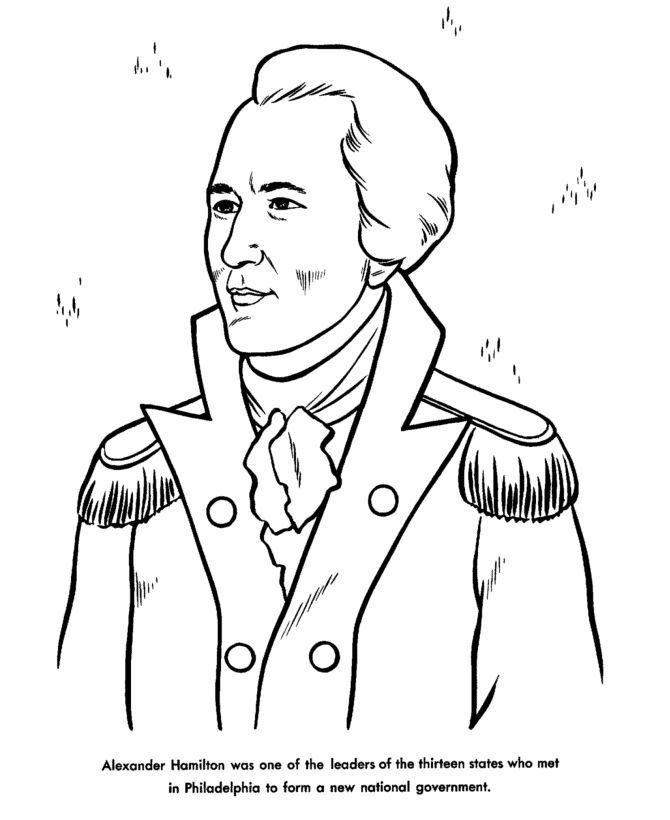 Revolutionary War Alexander Hamilton Coloring Page | School ...