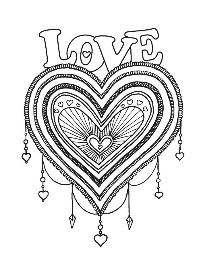 5 Printable Adult Coloring Pages Of Love, Hope, Peace ...