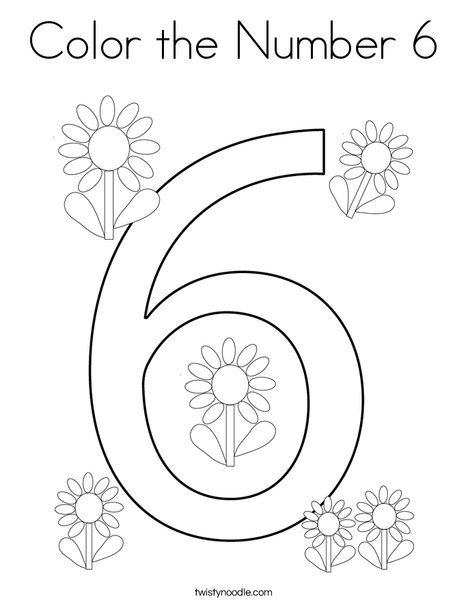 Color the Number 6 Coloring Page - Twisty Noodle