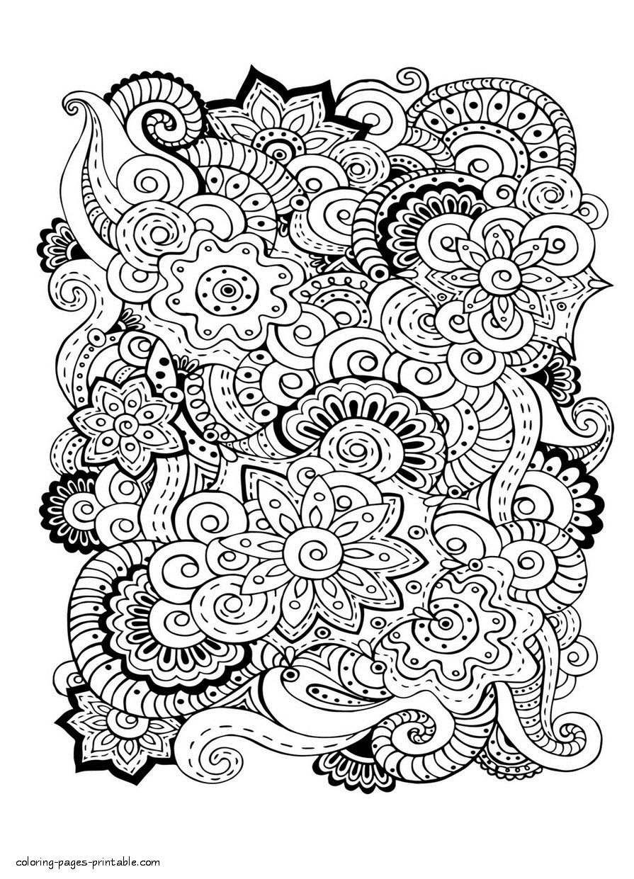 Complex Flower Coloring Pages || COLORING-PAGES-PRINTABLE.COM