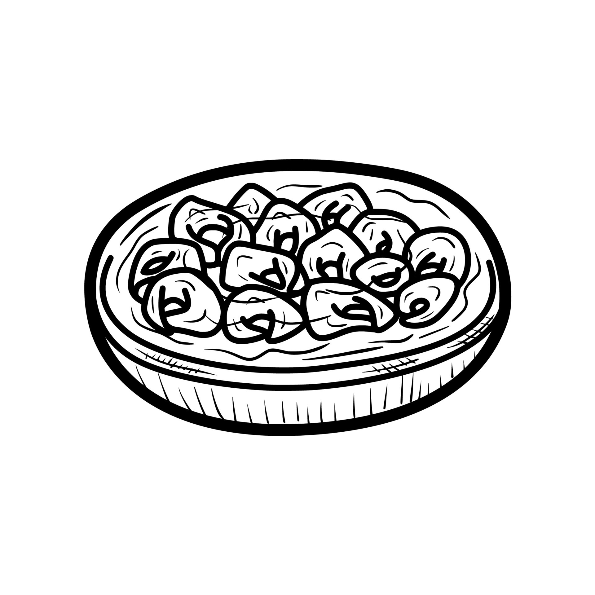 a bowl of soup tortellini pasta outline hand drawn doodle illustration  vector logo icon 5637973 Vector Art at Vecteezy