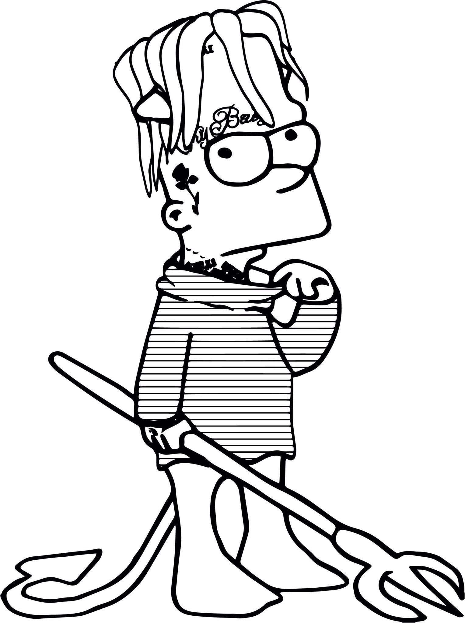 Lil Peep Hellboy Bart Simpson Coloring Page : ColoringSheet