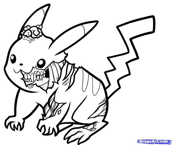 Zombie pika | Zombie drawings, Pokemon coloring pages, Easy drawings