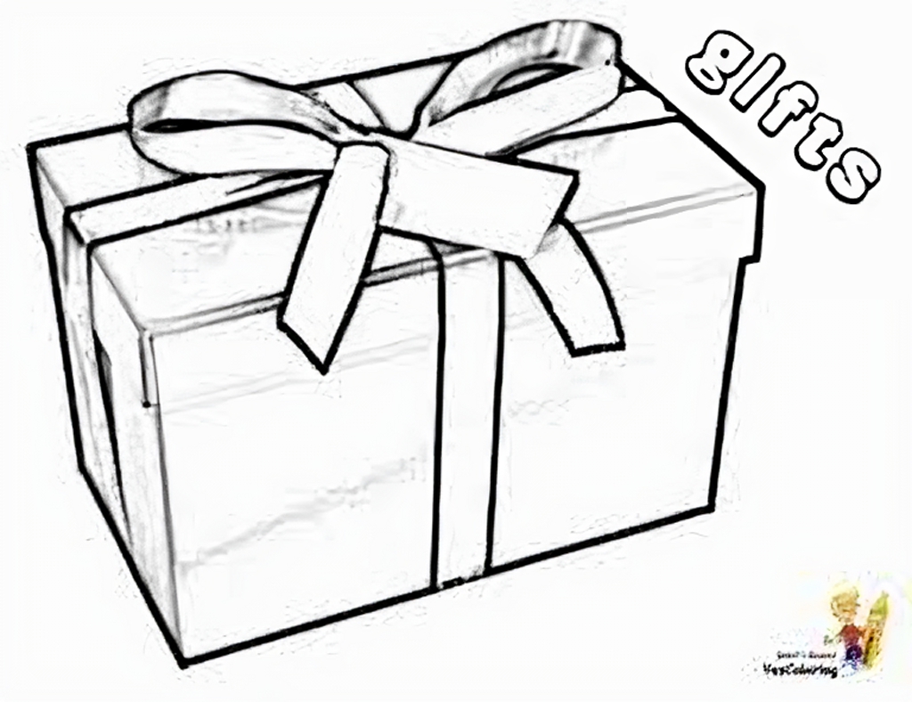 Christmas present box coloring pages