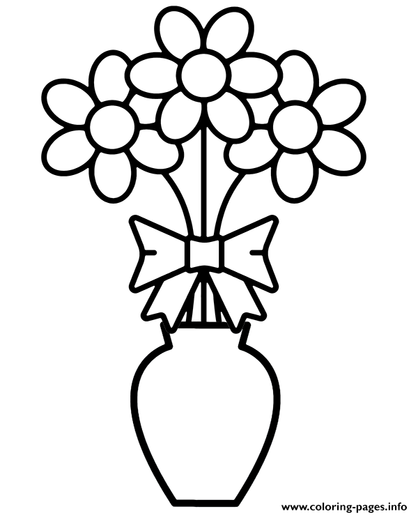 Vase With Simple Flowers Coloring Pages Printable