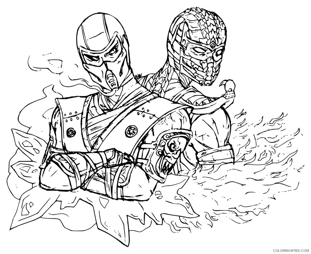 mortal kombat coloring pages sub zero and scorpion Coloring4free -  Coloring4Free.com
