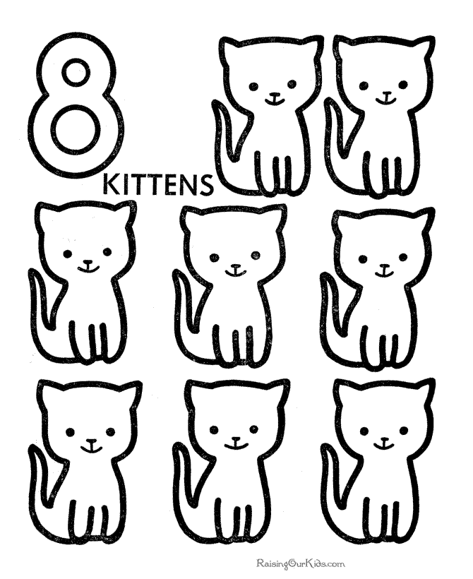 Number 8 Cats | Preschool Number Worksheets