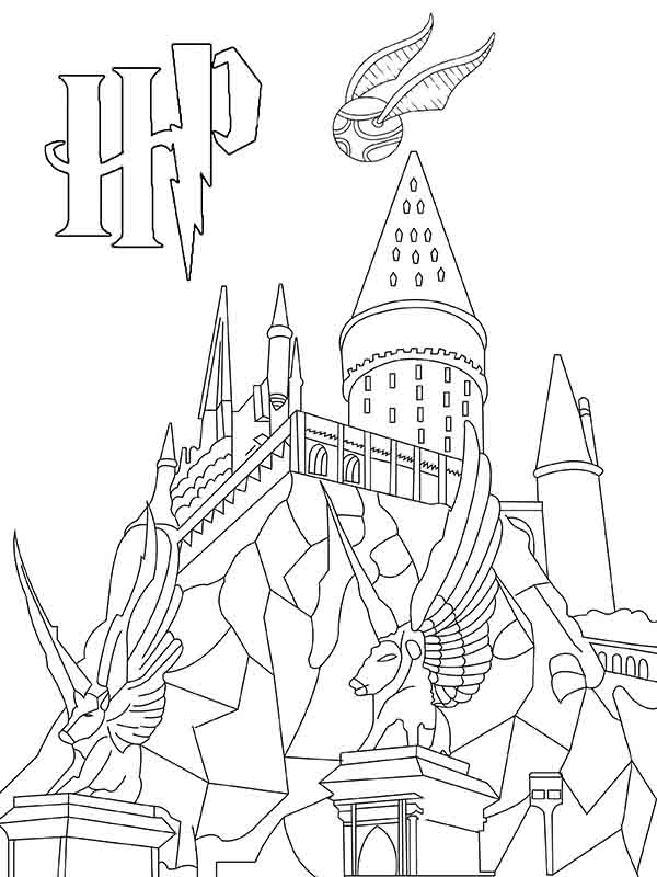 Hogwarts Statues and Castle Coloring Page - Free Printable Coloring Pages  for Kids