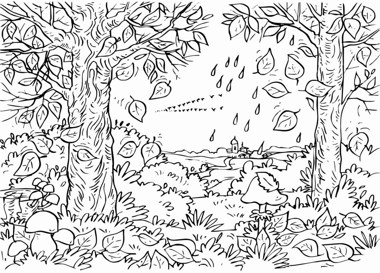 Adult Coloring Pages Trees Autumn Coloring Page For Adults | Adult ...