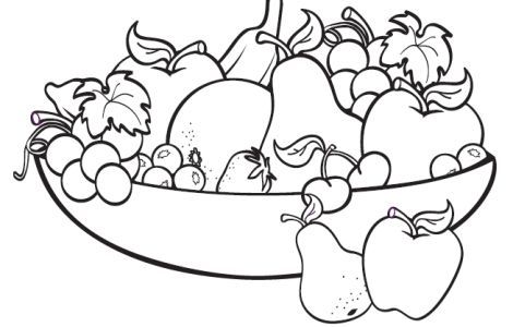 Fruit Basket Coloring Sheet - Coloring Pages for Kids and for Adults