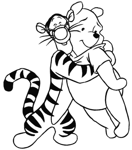 Tigger Is Hugging Pooh coloring page | Free Printable Coloring Pages