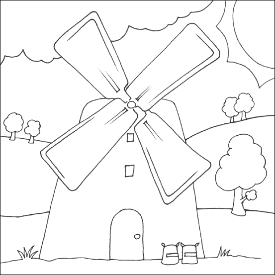 Windmill Colouring Picture