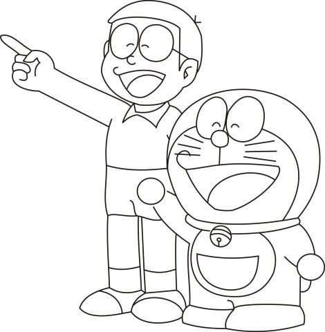 Doraemon With Nobita Colouring Pages Freen Download | Easy cartoon ...