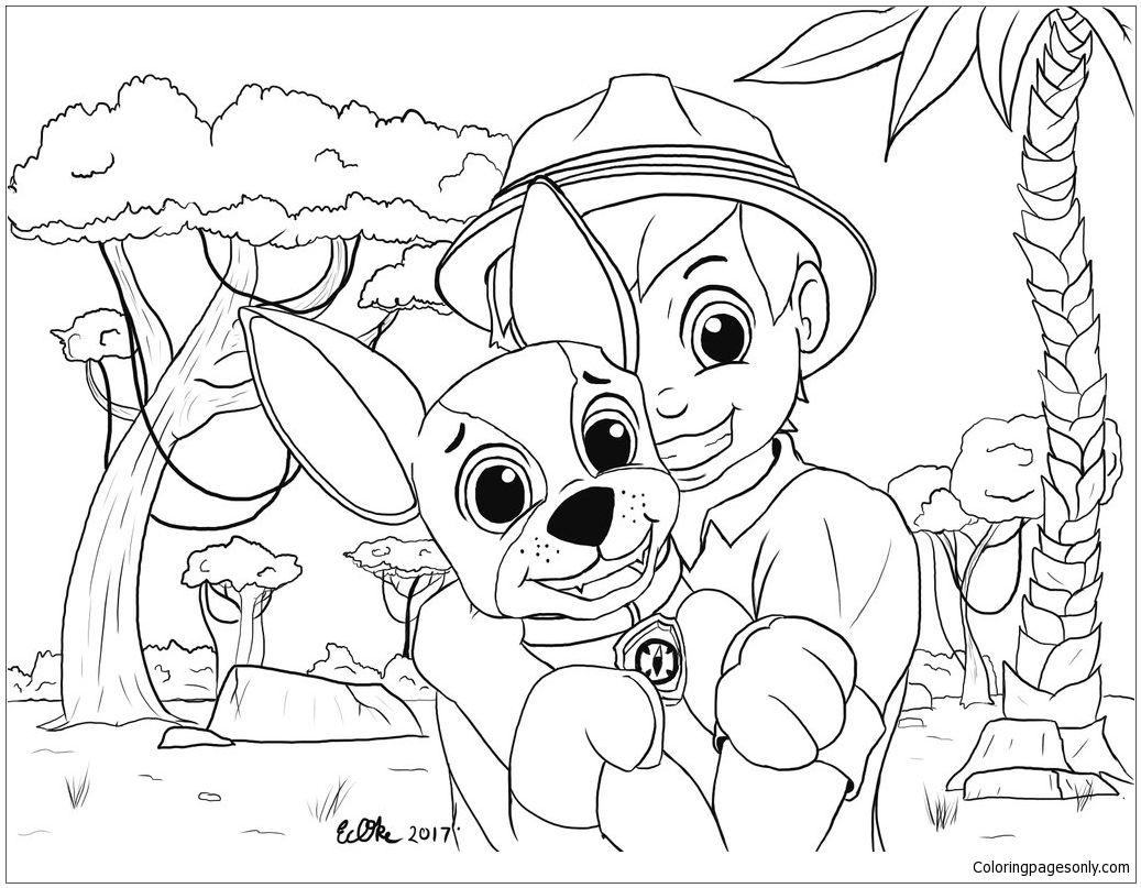 Carlos And Tracker From Paw Patrol Coloring Page | Paw patrol ...