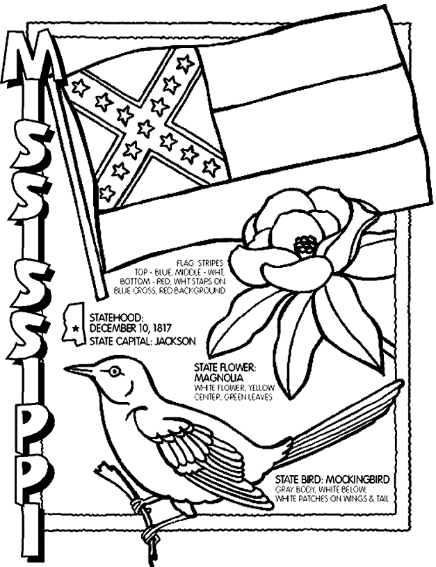 Mississippi | Coloring pages, Mississippi history, State crafts