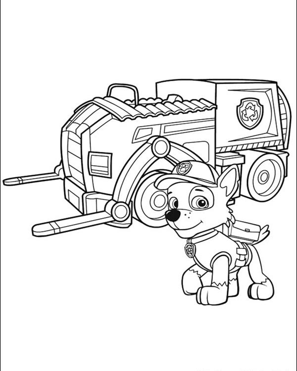 Rocky and his Recycling Truck - Paw Patrol Coloring Pages