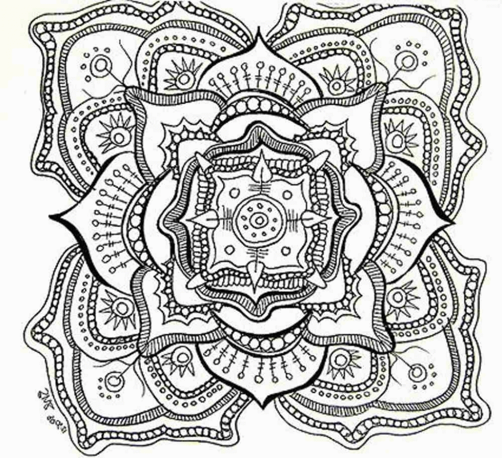 Difficult Mandala Coloring Page Hard Coloring Page For Adults ...