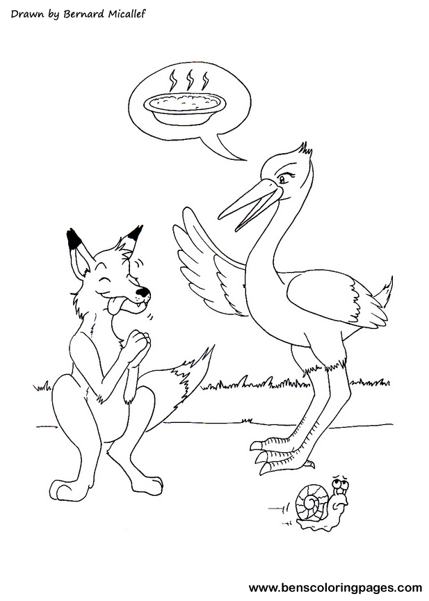 The wolf and the stork coloring book