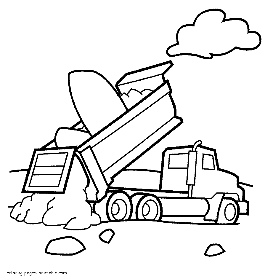 Dump truck coloring pages printable || COLORING-PAGES-PRINTABLE.COM