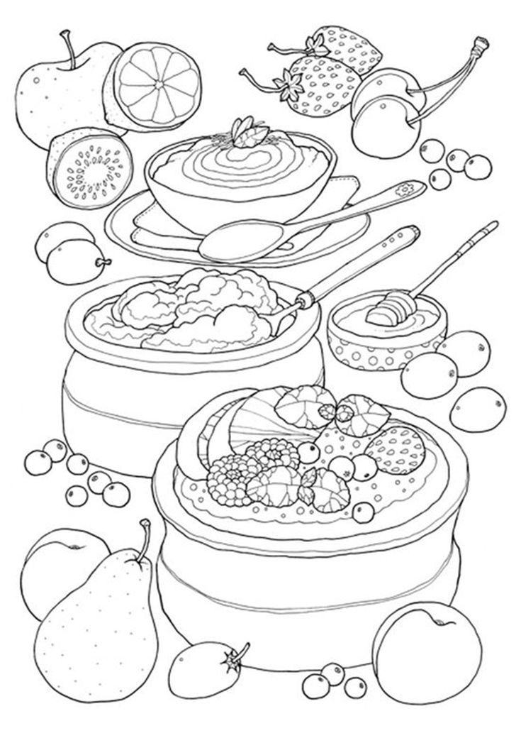Free & Easy To Print Food Coloring Pages | Coloring books, Food coloring  pages, Coloring pages
