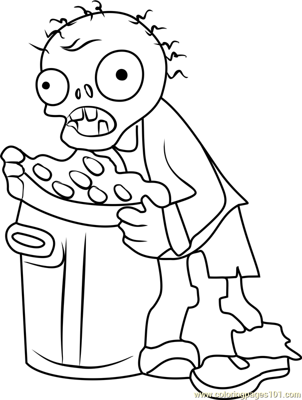 Trash Can Zombie Coloring Page for Kids - Free Plants vs. Zombies Printable Coloring  Pages Online for Kids - ColoringPages101.com | Coloring Pages for Kids
