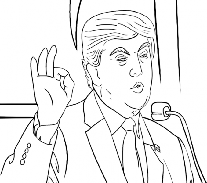 Donald Trump Says Ok Coloring Page - Free Printable Coloring Pages for Kids
