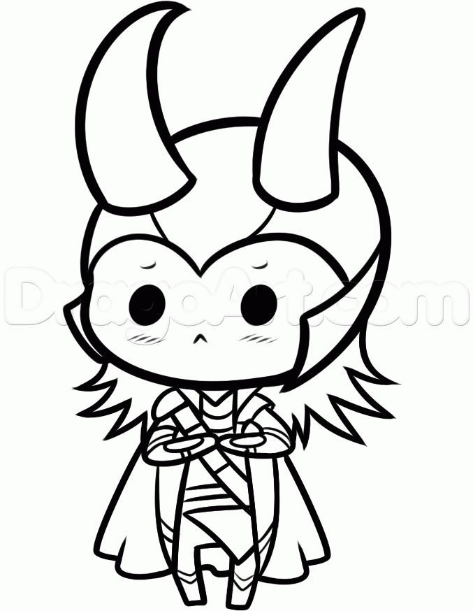 Loki Coloring Pages How to draw chibi loki | Marvel Coloring Pages ...