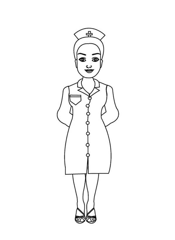 Picture of a Nurse in Professions Coloring Pages : Batch Coloring