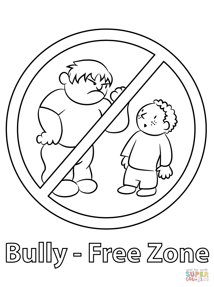 Bully Free Zone coloring page | Free Printable Coloring Pages