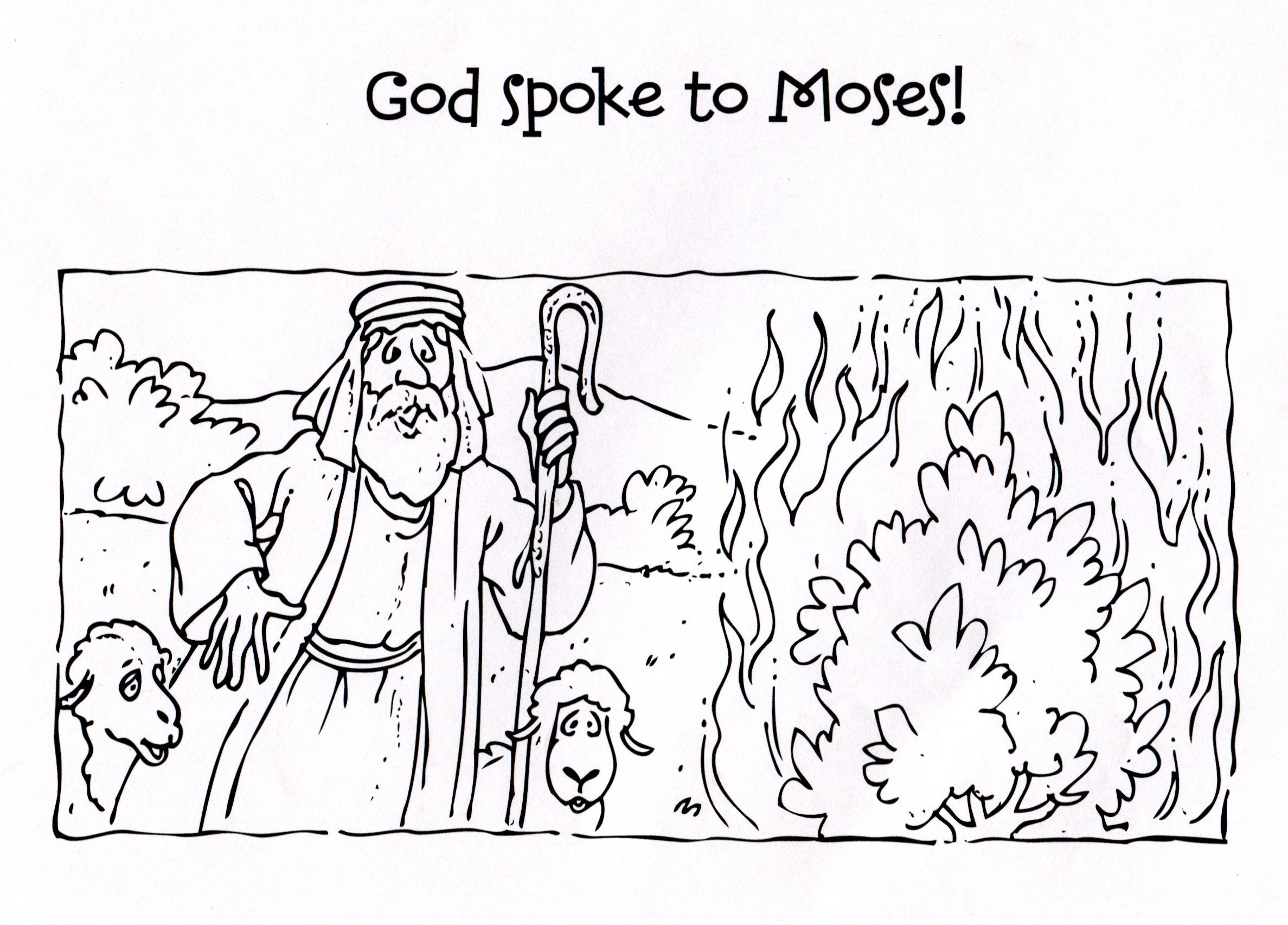 Moses And Burning Bush Coloring Page Printable Coloring Page Coloring ...