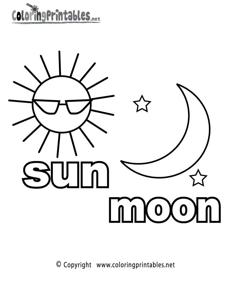 Sun Moon Coloring Page - A Free English Coloring Printable