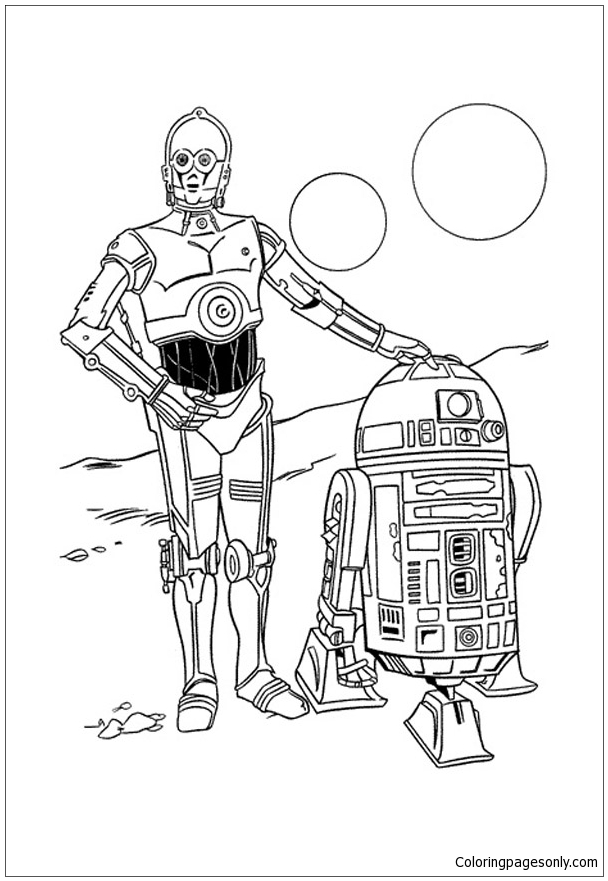 R2d2 And C3po Starwar Coloring Page - Free Coloring Pages Online