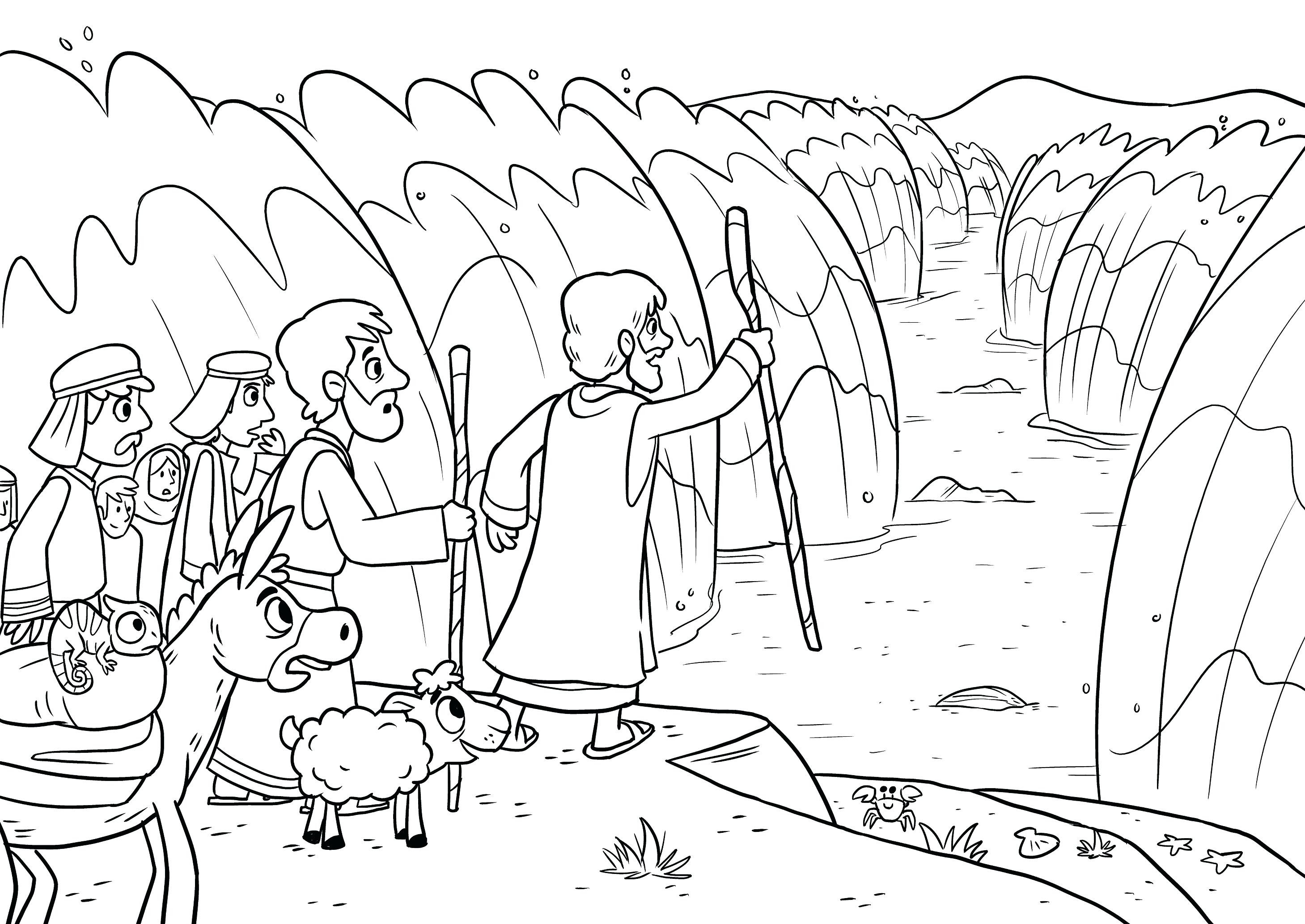 Moses Parting Sea Coloring Pages Coloring Home