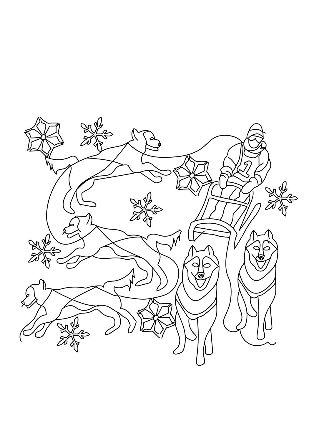 The Dog Sled Coloring Page - Free Coloring Pages Online