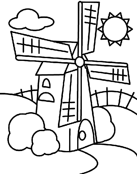 Windmill Coloring Pages - Coloring Home
