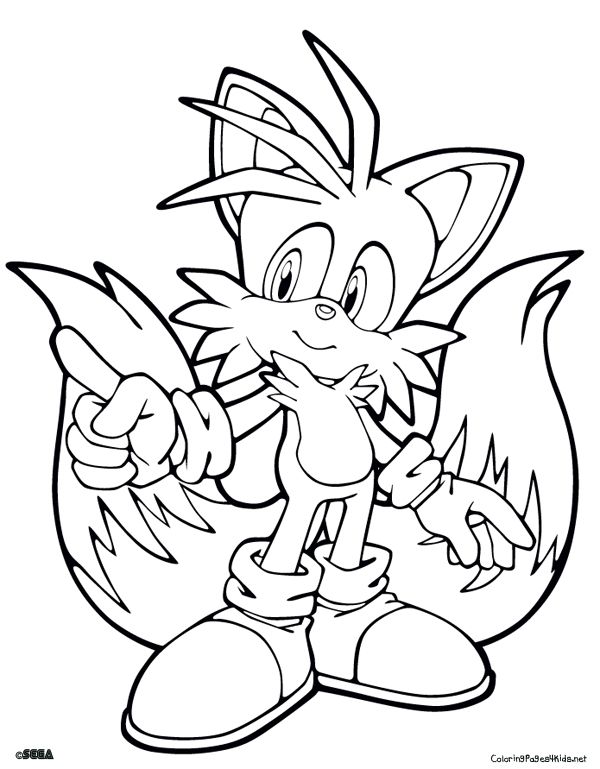 Tails the fox coloring pages
