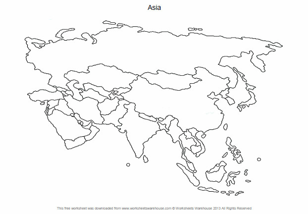 Blank Countries Of Asia Printable Map
