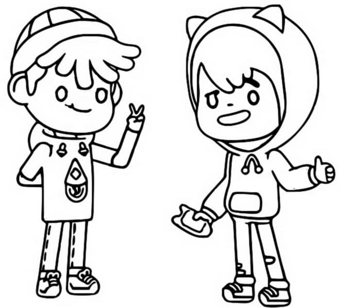 Leon and Zeke Toca Life World Coloring Page - Free Printable Coloring Pages  for Kids